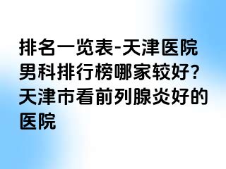 排名一览表-天津医院男科排行榜哪家较好？天津市看前列腺炎好的医院